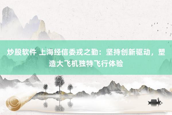 炒股软件 上海经信委戎之勤:坚持创新驱动,塑造大飞机独特飞行体验