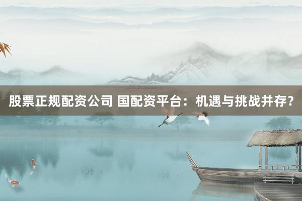 股票正规配资公司 国配资平台：机遇与挑战并存？