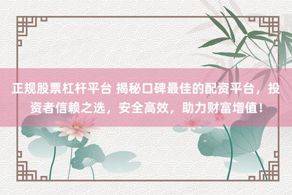 正规股票杠杆平台 揭秘口碑最佳的配资平台，投资者信赖之选，安全高效，助力财富增值！