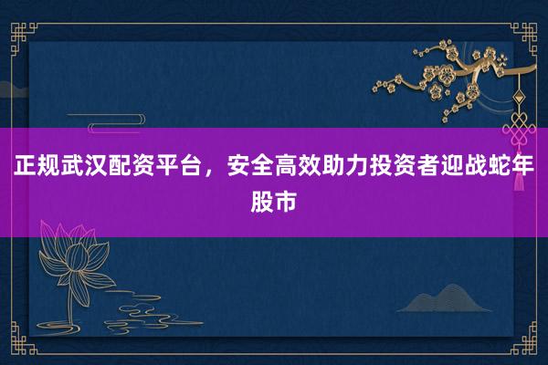 正规武汉配资平台，安全高效助力投资者迎战蛇年股市