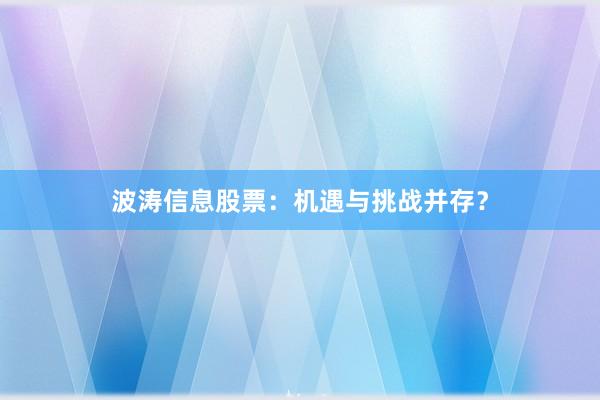 波涛信息股票：机遇与挑战并存？