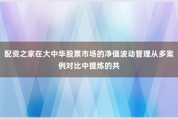 配资之家在大中华股票市场的净值波动管理从多案例对比中提炼的共