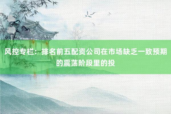 风控专栏:排名前五配资公司在市场缺乏一致预期的震荡阶段里的投