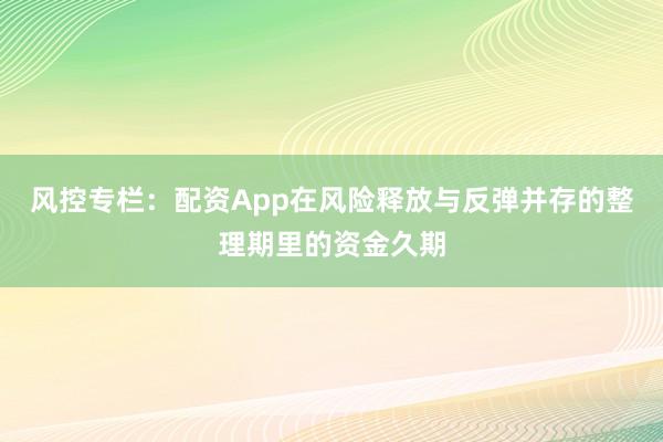 风控专栏：配资App在风险释放与反弹并存的整理期里的资金久期