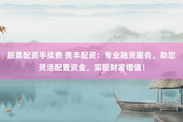 股票配资手续费 贵丰配资：专业融资服务，助您灵活配置资金，实现财富增值！