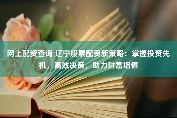 网上配资查询 辽宁股票配资新策略：掌握投资先机，高效决策，助力财富增值