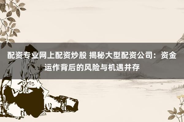 配资专业网上配资炒股 揭秘大型配资公司：资金运作背后的风险与机遇并存